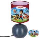 Lampe de chevet pat patrouille bleu et rouge personnalisable
