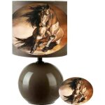 Lampe de chevet pied boule beige cheval