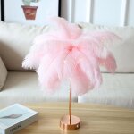 Lampe de chevet -  plumes - rose - avec tlcommande - 40cm