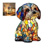 Lampe chien vitrail veilleuse chien stained glass dog lamp d�coration int�rieure lumi�re led ambiance ...