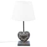 Lampe coeur en bois à poser prati - gris / blanc - h 49 x d 25 cm Lampe coeur en bois à poser prati - gris / blanc - h 49 x d 25 cm