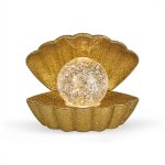 Lampe coquillage lumineuse - - effet paillet� dor� 18x13x15 cm