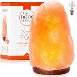 Lampe en cristal de sel de lhimalaya - the body source - naturelle - 5 - 7kg - base en bois - interrupteur ...