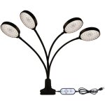 Lampe de croissance led - zor� - 4 t�tes - spectre complet - lumi�re blanche - minuterie 4 / 8 / 12 h ...