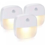 Lampe d�tecteur de mouvement interieur lot de 3 veilleuse led pile veilleuse descalier automatiquel pour ...