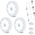 Lampe detecteur de mouvement interieur rechargeable par usb[lot de 3] veilleuse led automatique veilleuse ...