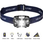 Lampe frontale led - hen - rechargeable usb - 300 lumens - tanche - capteur de mouvement ir