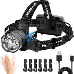 Lampe frontale led ultra puissante - swapy - 90000 lumens - rechargeable usb - c - 9000 mah - 7 modes ...