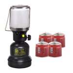 Lampe  gaz 1100w + 4 cartouches gaz butane 190g - allumage piezo coque mtal - lampe de camping extrieure ...