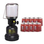 Lampe  gaz 1100w + 8 cartouches gaz butane 190g - allumage piezo coque mtal - lampe de camping extrieure ...