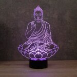 Lampe de chevet 3d bouddha fleur de lotus