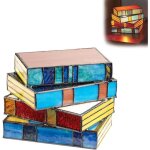Lampe de livre empil�e en verre teint� de style tiffany faite � la main lampe de lecture de bureau pour ...