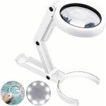 Lampe loupe - loupe eclairante avec 8 led lumire 5x loupe lecture sur pied pour le journal le bijoutier(blanc ...