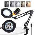 Lampe loupe � led avec pince et base lampe de bureau grossissement 10x bras en m�tal r�glable dimmable ...