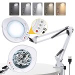 Lampe loupe � led avec pince et base grossissement 10x lampe de bureau dimmable lumi�re bras en m�tal ...