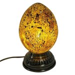 Lampe - lampe - ovale oeuf - couleur ambre - hauteur 23cm - métal et verre Lampe - lampe - ovale oeuf - couleur ambre - hauteur 23cm - métal et verre