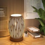 Delipop lampe de chevet e27 lampe de table avec socle en bois et abat - jour en métal creux pour chambre ... Delipop lampe de chevet e27 lampe de table avec socle en bois et abat - jour en métal creux pour chambre ...