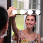 Lampe miroir lumi�re maquillage � ventouse 4 leds blanc super brillant ampoule cosm�tique salle de bain ...