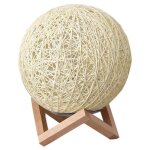 Lampe de chevet  led - crative - beige - abat - jour tiss  la main - bois massif - conomie dnergie ...