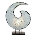 Lampe  poser originale en mosaque de verre artisanale 38cm blanc