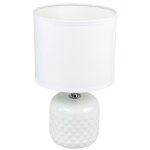 Lampe  poser - corep - modle exotique - pied en cramique - abat - jour en tissu blanc - compatible ...