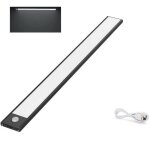 Lampe de placard led - noir - 30cm - rechargeable usb - 3 modes d?éclairage - détecteur de mouvement Lampe de placard led - noir - 30cm - rechargeable usb - 3 modes d?éclairage - détecteur de mouvement