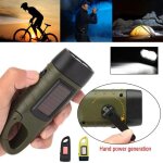 Lampe de poche led � manivelle ? survie rechargeable solaire dynamo auto - aliment�e pour randonn�e p�che ...