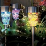 Lampe solaire 3pcs lumires de bordure en mosaque lampes de jardin extrieur clairage lie429