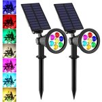 Lampe solaire extrieur 7 led spot solaire extrieur avec 7 couleurs spot solaire extrieur clairage ...