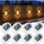 Lampe solaire exterieur lot de 8 blanc chaud applique solaire exterieur avec effet lumineux � 360� �tanche ...
