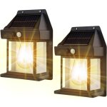 Lampe solaire exterieur en tungst�ne 2 packs lampadaire solaire murale r�tro avec d�tecteur de mouvement ...
