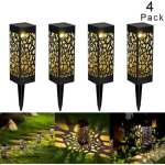 Lampe solaire de jardin led - �tanche - 4 ampoules - acier inoxydable - d�tecteur de mouvement