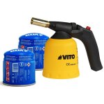 Lampe a souder � gaz abs allumage piezo + 2 cartouches de gaz 190gr per�ables - chalumeau � gaz bricolage ...