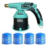 Lampe  souder  gaz 1300w chalumeau gaz allumage piezo + 4 cartouches de gaz 190gr perables bruleur ...