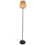 Lampe sur pied bambou avec interrupteur sur cble base e27 style naturel et simple
