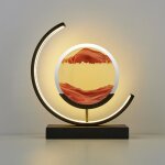 Lampe de table - art de sable - led - noir et rouge - sablier 3d - luminaire contemporain Lampe de table - art de sable - led - noir et rouge - sablier 3d - luminaire contemporain