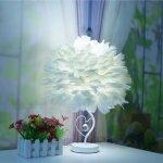 Lampe de table en cristal et plumes design c?ur douille e27 pour chambre et salon
