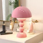 Lampe de table - champignon - rose - led rechargeable usb - style scandinave