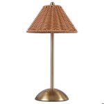 Lampe table rotin sans fil 3 couleurs variateur tactile led chevet boh�me marron label