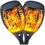 Lampe torche solaire - flamme - 2 pack - �tanche - jardin - led