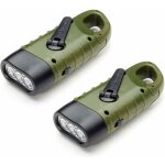 Lampe torche solaire rechargeable - pzcc - lot de 2 - led dynamo manivelle - mousqueton - randonn�e - ...