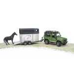 Land rover defender 90 break avec van et un cheval - bruder - fonctionnel et détaillé Land rover defender 90 break avec van et un cheval - bruder - fonctionnel et détaillé