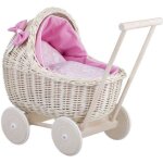 Landau - poussette pour poupe en osier blanc - creme