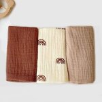 Langes b�b� coton biologique - 3 pi�ces 23x23cm - couleur al�atoire - convient pour b�b�s �tiquette