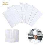Lanmok 20pcs toque jetable chapeau  chef cuisinier en papier toque blanche reglable pour cuisson cuisine ...