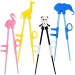Lanmok baguettes de formation 4 paires baguette chinoise chopsticks apprentissagede avec animaux anneau ...