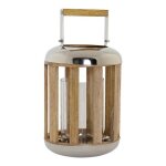 Lanterne - argent - 22x22x32 cm - métal - bois - design contemporain Lanterne - argent - 22x22x32 cm - métal - bois - design contemporain