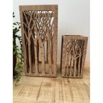 Porte - bougie - l - lanterne en bois de bambou - dcoup au laser - intrieur - marron