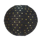 Lanterne japonaise boule de 35 cm en papier boule chinoise noire  petits pois or - unique