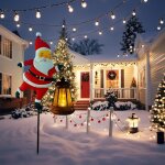 Lanterne p�re no�l solaire d�coration de jardin et pelouse avec lumi�re led ip65 style vintage charge ...